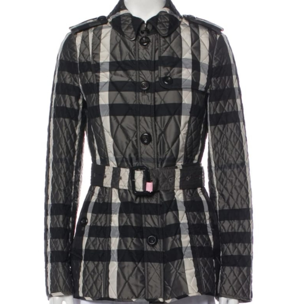 Burberry Barcroft Beat Check Quilted Belted Jacket